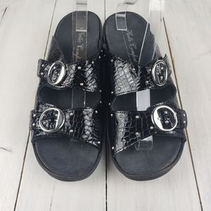 479 gap  Helle Comfort croc patent leather studded slip on sandals US 10 …